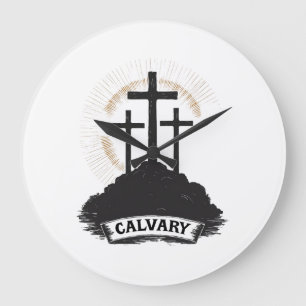 Calvary Hill Jezus Vintage Gravure Geloof T-shirt Grote Klok