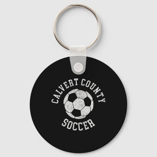 Calvert County Voetbal Retro Versleten 90's Vintag Sleutelhanger (Voorkant)