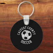 Calvert County Voetbal Retro Versleten 90's Vintag Sleutelhanger (Voorkant)