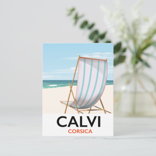 Calvi Corsica Travel poster Briefkaart (Staand voorkant)