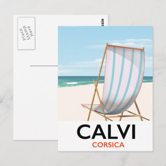 Calvi Corsica Travel poster Briefkaart (Voorkant / Achterkant)