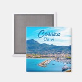 Calvi Port in Corsica Frankrijk Souvenir Magneet (Voorkant / Achterkant)