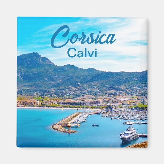 Calvi Port in Corsica Frankrijk Souvenir Magneet (Voorkant)