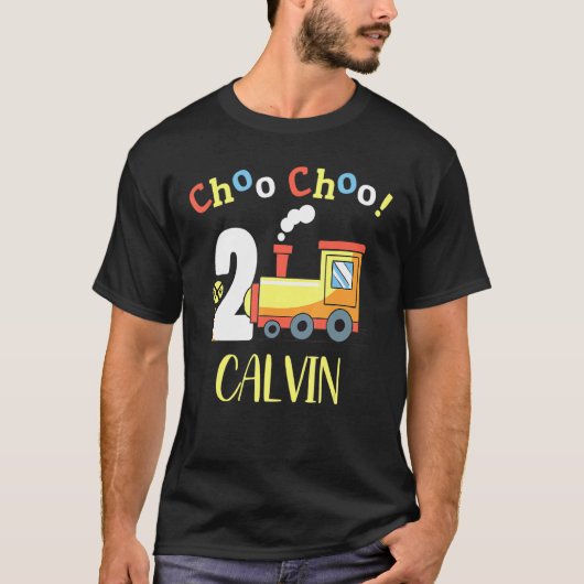 Calvin Choo Choo twee trein 2e verjaardag draaien T-shirt (Voorkant)