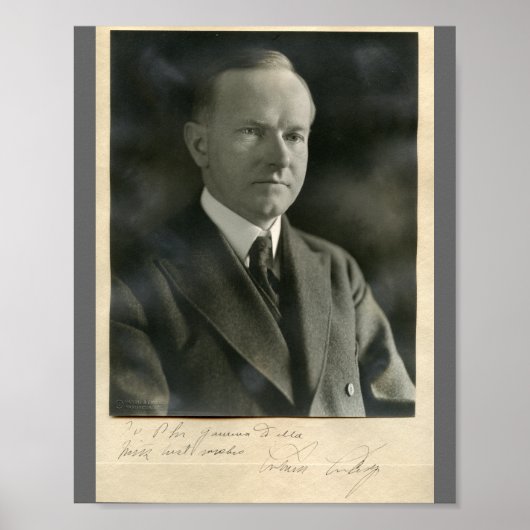 Calvin Coolidge 8x10 ondertekend Poster (Voorkant)