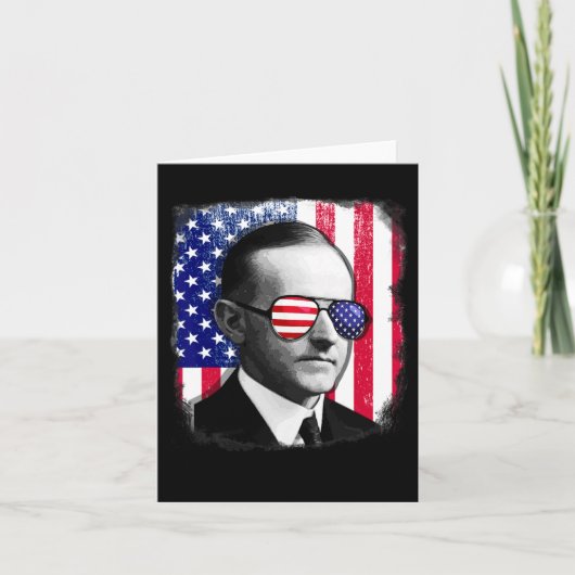 Calvin Coolidge Amerikaanse vlag op 4 juli Kaart (Voorkant)
