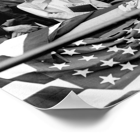 Calvin Coolidge die uit eerste pitch steekt Poster (Hoek)