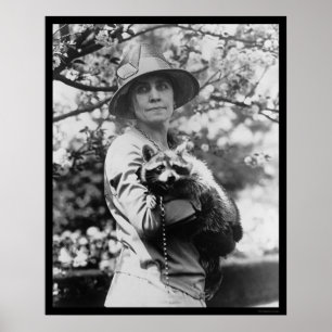 Calvin Coolidge met haar Raccoon 1923 Poster