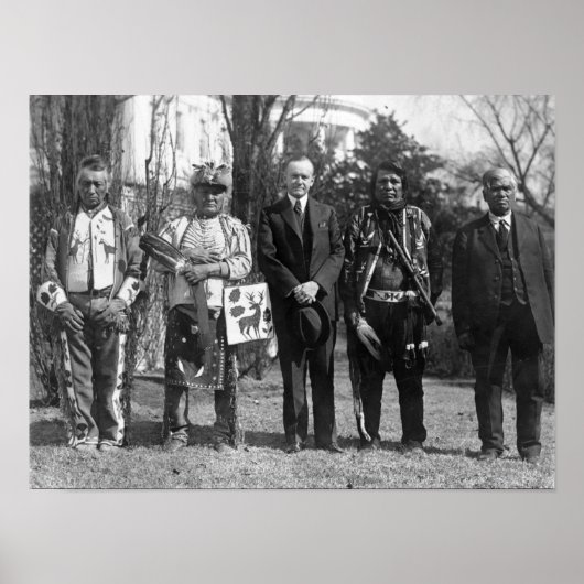 Calvin Coolidge met Osage Indians Foto Poster (Voorkant)