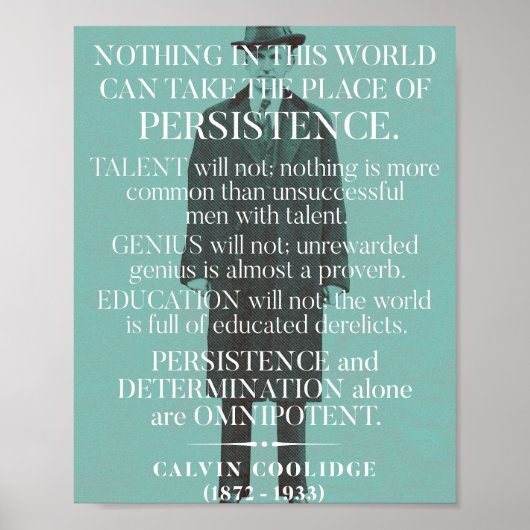 Calvin Coolidge "Persistentie"-citaat Poster (Voorkant)