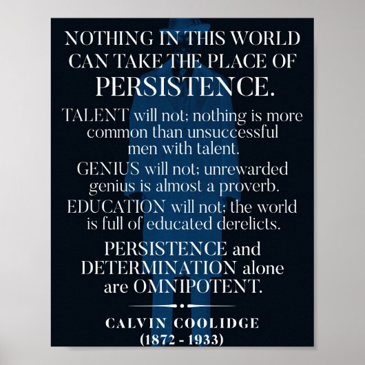 Calvin Coolidge "Persistentie"-citaat Poster (Voorkant)