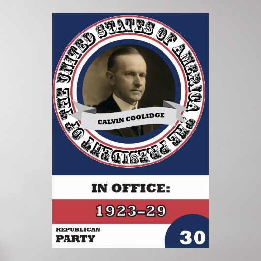 Calvin Coolidge Presidentieel Historisch Retro Poster (Voorkant)