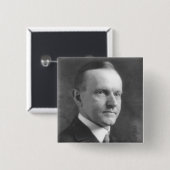 Calvin Coolidge Vierkante Button 5,1 Cm (Voorkant /achterkant)