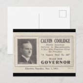 Calvin Coolidge voor gouverneur Briefkaart (Voorkant / Achterkant)