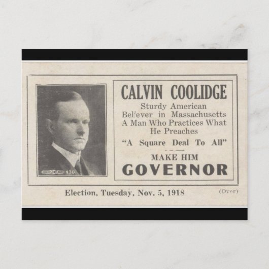Calvin Coolidge voor gouverneur Briefkaart (Voorkant)