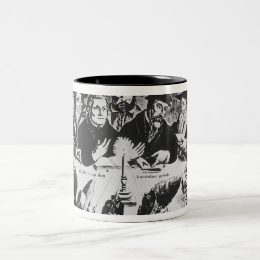 Calvin en Luther (graving) Tweekleurige Koffiemok (Center)