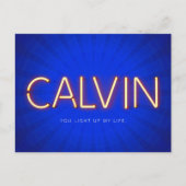 Calvin-naam in gloeiend neonlicht briefkaart (Voorkant)