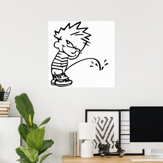 Calvin Peeing Poster (Thuiskantoor)
