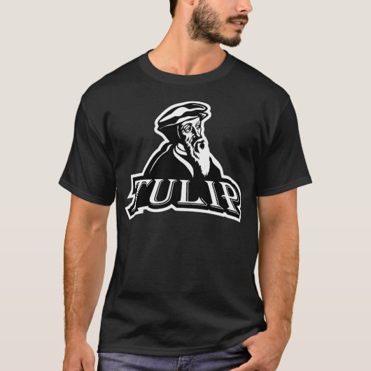Calvinisme Tulip John Calvin T-shirt (Voorkant)