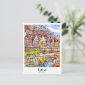 Calw Duitsland Art Travel Waterverf Hand getekend Briefkaart (Staand voorkant)