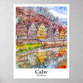 Calw Duitsland Art Travel Waterverf Hand getekend Poster (Voorkant)