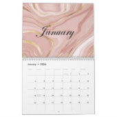 Calwndar 2024 roze marmer patroon met goud kalender (Jan 2026)