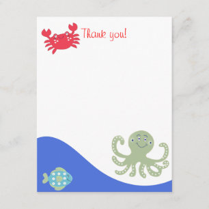 CALYPSO onder het Zee Octopus Flat Dank u Bedankkaart