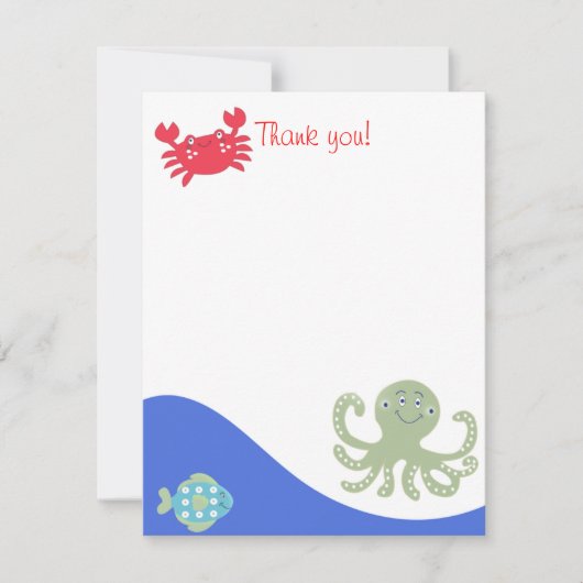 CALYPSO onder het Zee Octopus Flat Dank u Bedankkaart (Voorkant)