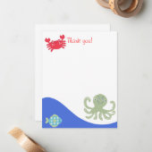 CALYPSO onder het Zee Octopus Flat Dank u Notitiekaartje (Voorkant / Achterkant in situ)