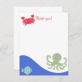 CALYPSO onder het Zee Octopus Flat Dank u Notitiekaartje (Voorkant / Achterkant)