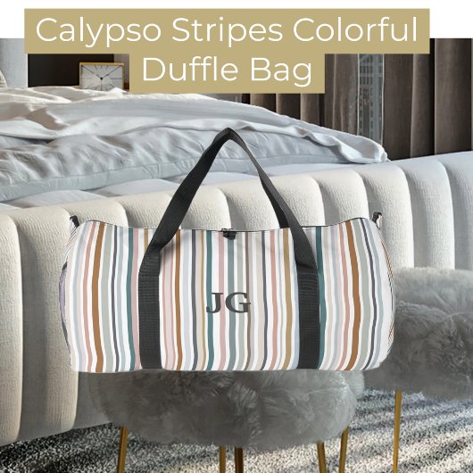 Calypso Strepen Kleurrijk Blauwgroen Roze Grijs Ta Plunjezak