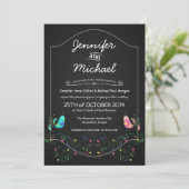Calypso Tortelduifjes Chalkboard Wedding Invitatio Kaart (Staand voorkant)