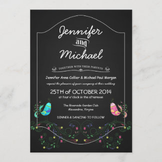 Calypso Tortelduifjes Chalkboard Wedding Invitatio Kaart