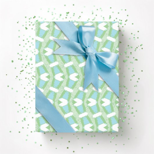 Calypso Wavy Stripe in Light Green and Aqua Cadeaupapier