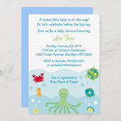 Calypso Zee Creature Ocean Baby Shower Invitaties Kaart (Voorkant / Achterkant)