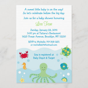 Calypso Zee Creature Ocean Baby Shower Invitaties Kaart