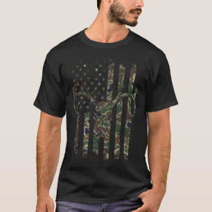 Caman Flag Deer Skull Elk Hunting Usa Hunt T-shirt