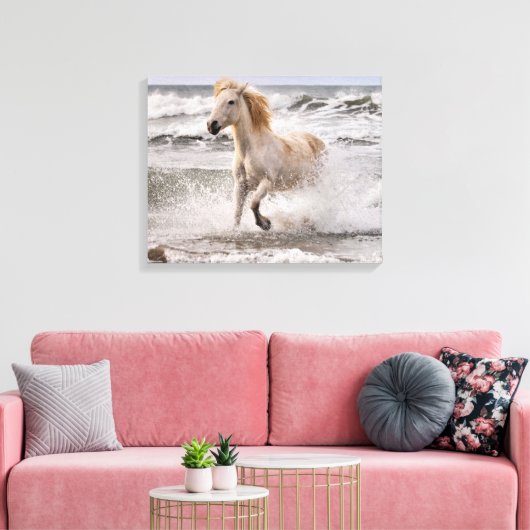 Camargue Horse die geen Surf meer heeft Canvas Afdruk (Insitu (Woonkamer))
