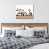 Camargue Horses die op het strand lopen Canvas Afdruk (Insitu (Slaapkamer))