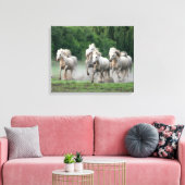 Camargue-paarden die in water lopen canvas afdruk (Insitu (Woonkamer))