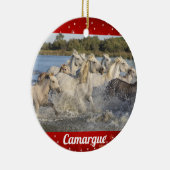 Camargue Wild White Horses Frankrijk Kerstmis Keramisch Ornament (Rechts)