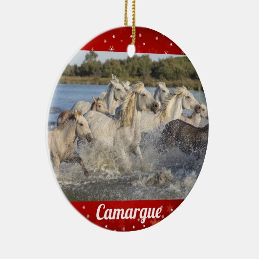 Camargue Wild White Horses Frankrijk Kerstmis Keramisch Ornament (Rechts)