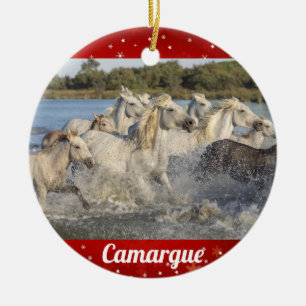 Camargue Wild White Horses Frankrijk Kerstmis Keramisch Ornament