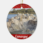 Camargue Wild White Horses Frankrijk Kerstmis Keramisch Ornament (Links)
