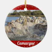 Camargue Wild White Horses Frankrijk Kerstmis Keramisch Ornament (Achterkant)