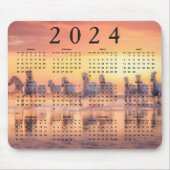 Camargue Witte Paarden in Zonsondergang 2024 Jaar  Muismat (Voorkant)