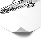 Camaro Z28 zwart-wit illustratie Poster (Hoek)