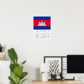 Cambodia 2026 Calendar, Large, Cambodian Flag Poster (Thuiskantoor)