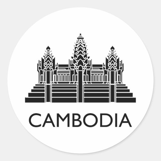 Cambodia Angkor Wat Ronde Sticker (Voorkant)
