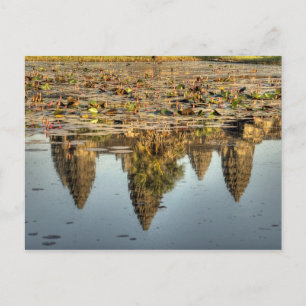 Cambodia, Angkor Wat. Weerkaatsing van tempel Briefkaart